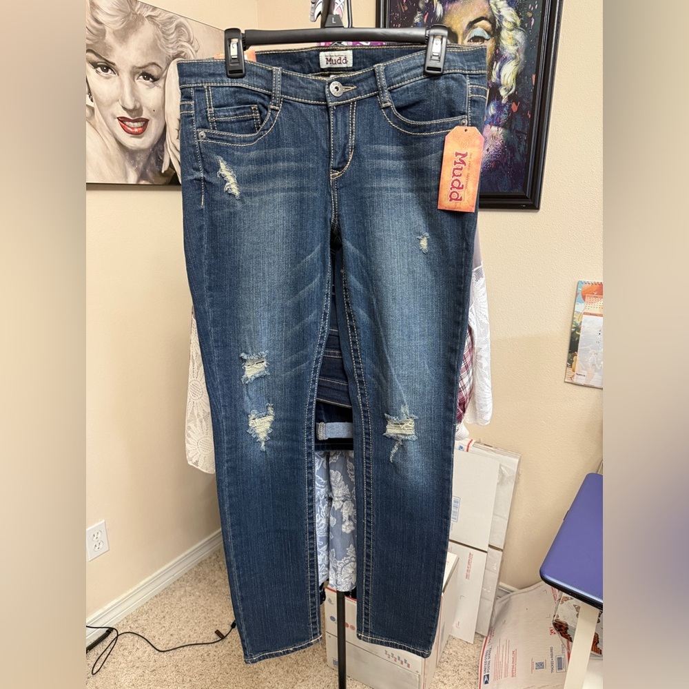 Mudd Blue Distressed Skinny Jeans